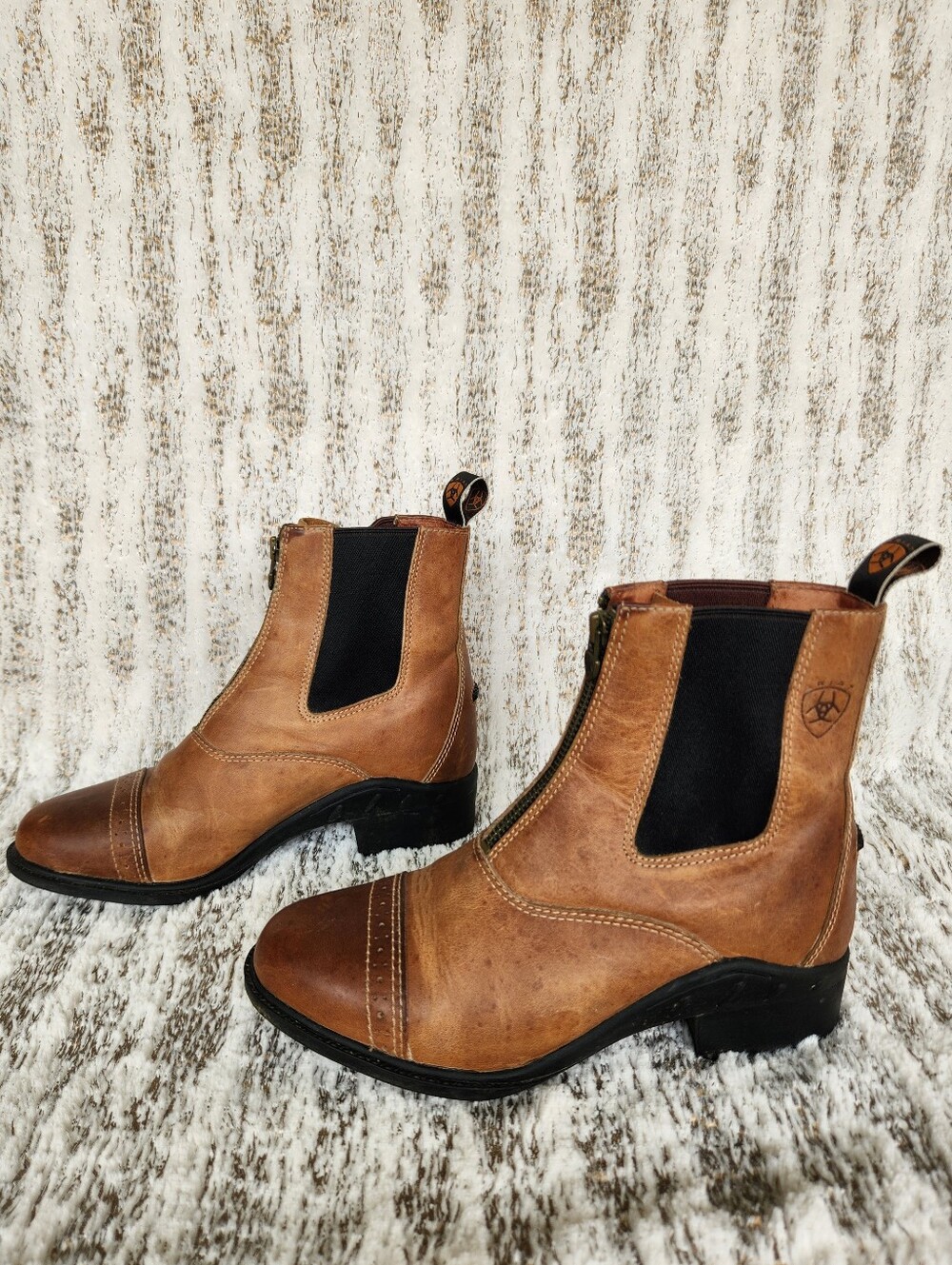 Ariat Heritage Paddock Boots Zip Front Tan Leather | Women's Size 7C - Picture 4 of 11